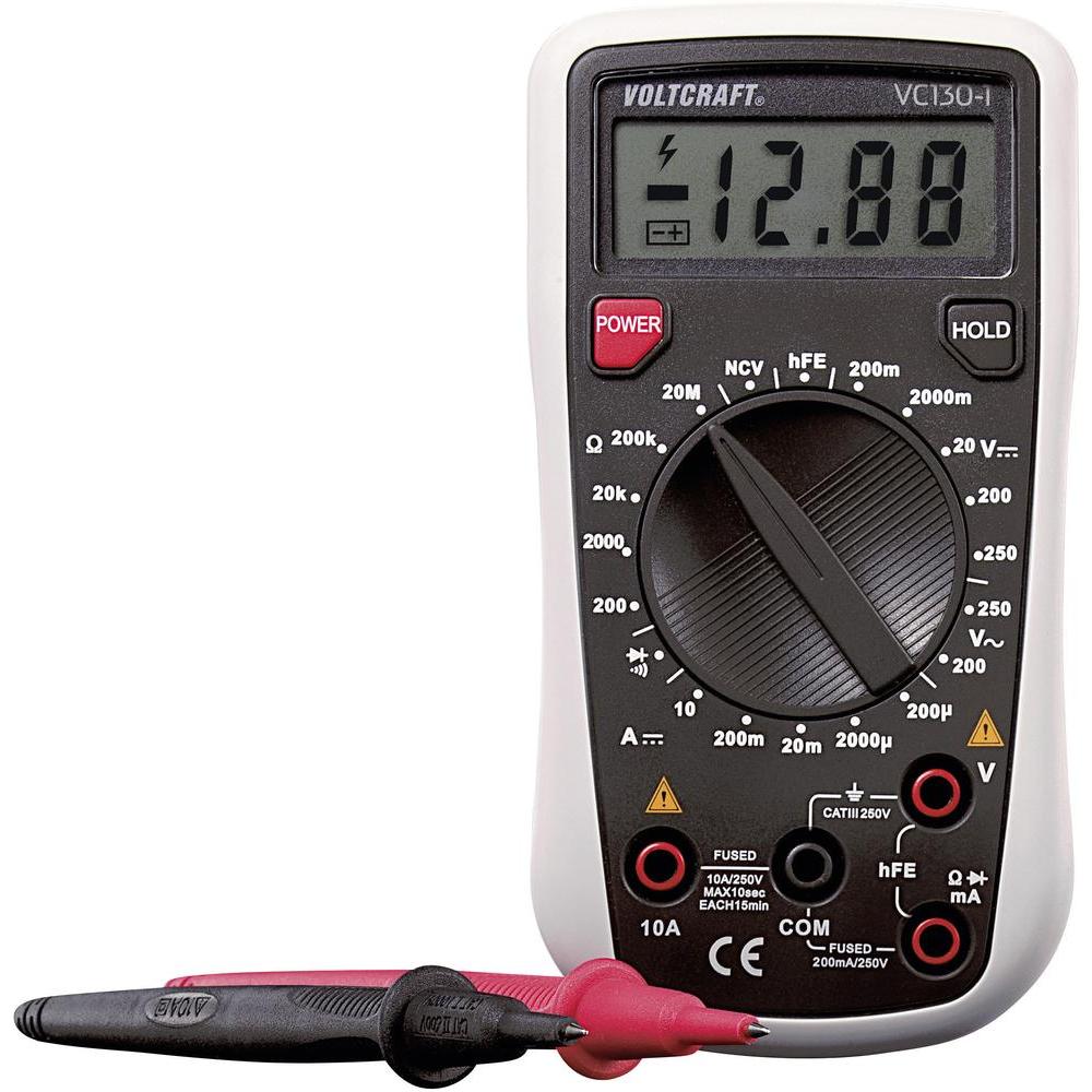 Handheld multimeter digital VOLTCRAFT VC130-1 CAT III 250 V Display (counts): 2000