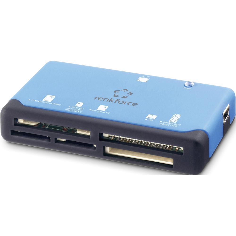 External memory card reader USB 2.0 renkforce CR17e Blue