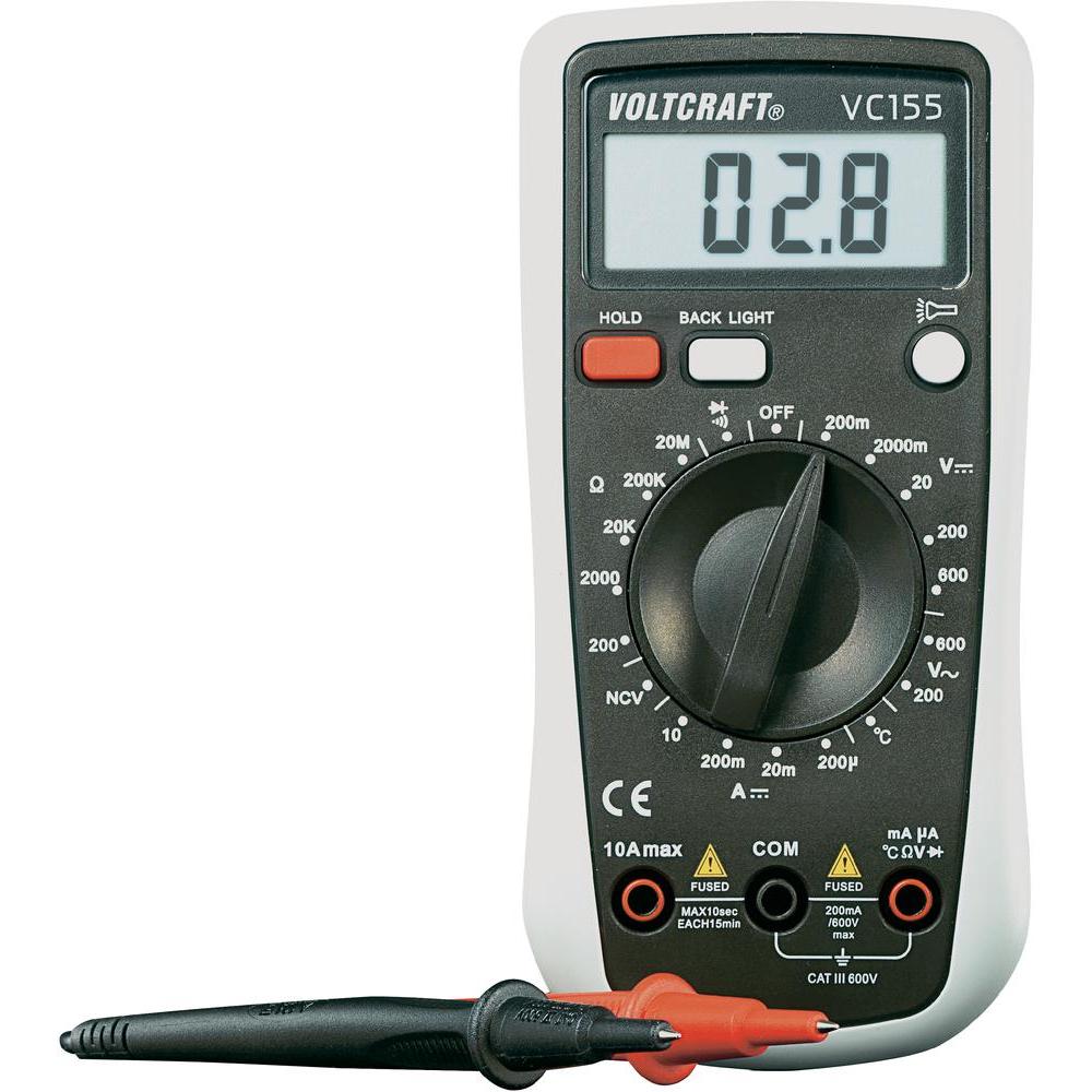 Handheld multimeter digital VOLTCRAFT VC155 CAT III 600 V Display (counts): 2000