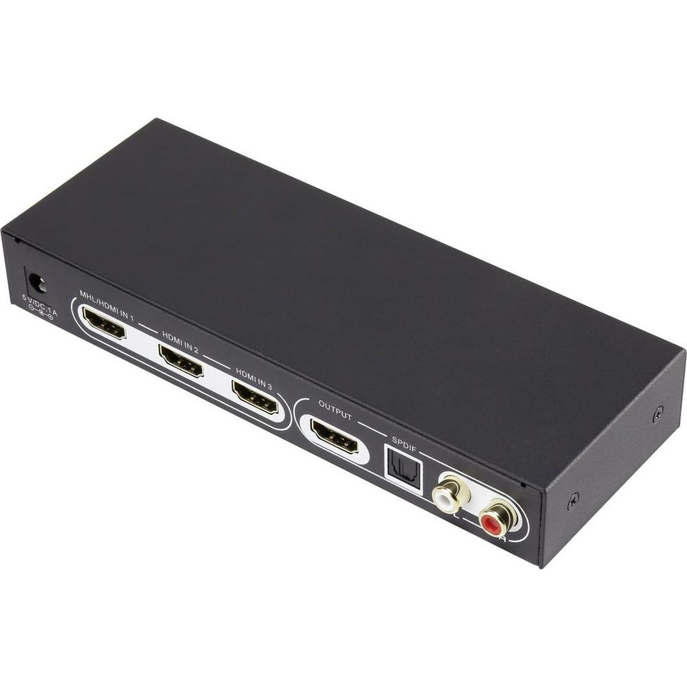 SpeaKa Professional HDMI switch 3 x 1 with audio extractor (3840 x 2160 Ultra HD)